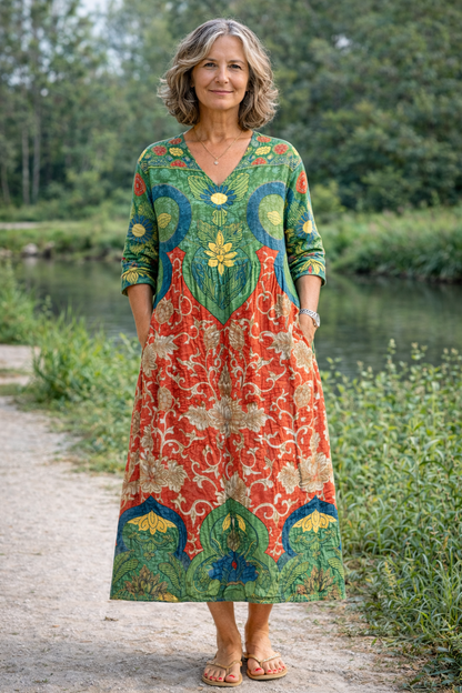 Judith | Robe longue vintage à imprimé floral