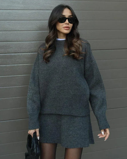 Léa™ | Ensemble Pull & Jupe en Maille Élégante