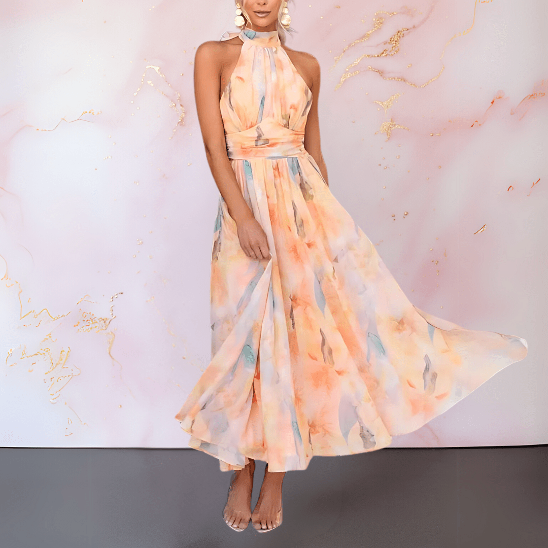 ESTHER | ROBE À IMPRIMÉ AQUARELLE ET DOS NU