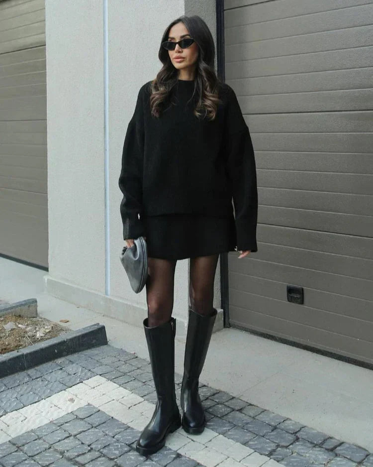 Léa™ | Ensemble Pull & Jupe en Maille Élégante