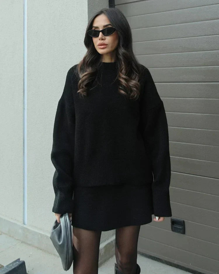 Léa™ | Ensemble Pull & Jupe en Maille Élégante