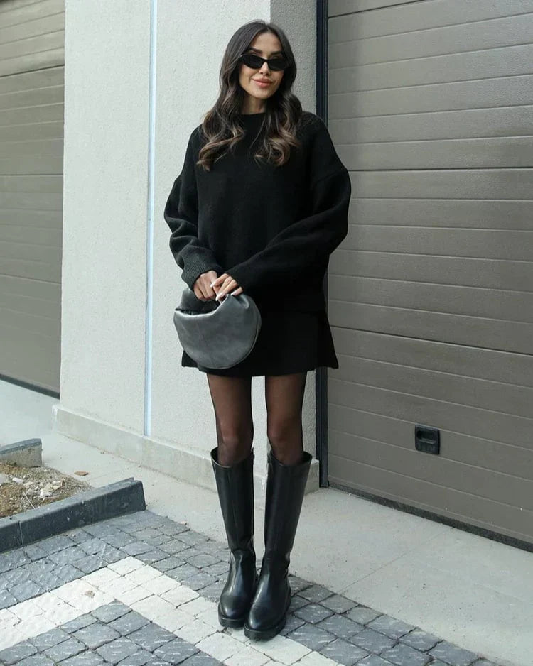Léa™ | Ensemble Pull & Jupe en Maille Élégante