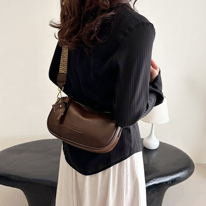 Sac à bandoulière rétro réglable en PU à larges bretelles