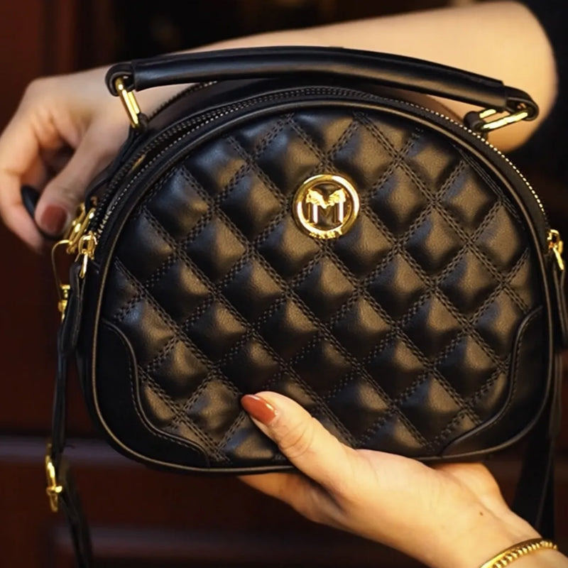 Sac à bandoulière à poignée supérieure pour femme avec motif en treillis de losanges