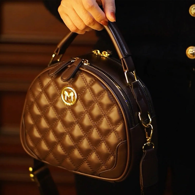 Sac à bandoulière à poignée supérieure pour femme avec motif en treillis de losanges