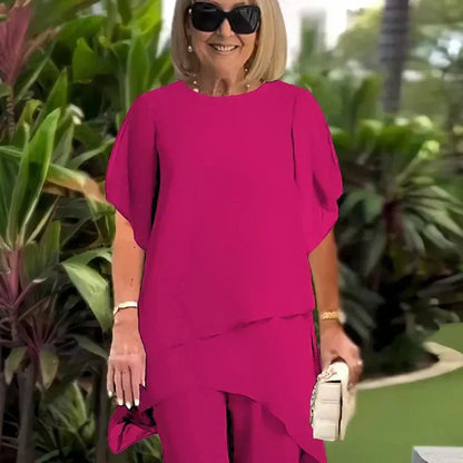 Costume avec pantalon palazzo drapé