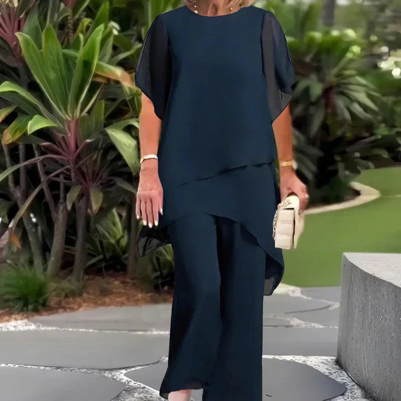 Costume avec pantalon palazzo drapé