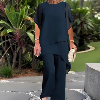Costume avec pantalon palazzo drapé