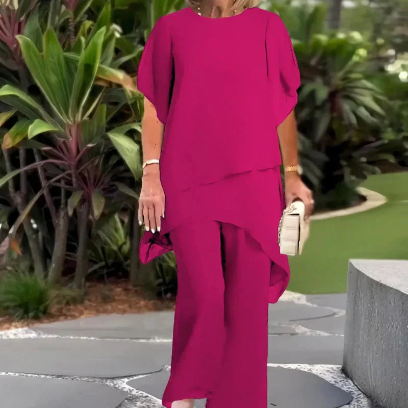 Costume avec pantalon palazzo drapé