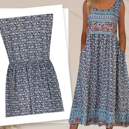 Robe sans manches à imprimé floral pour femme