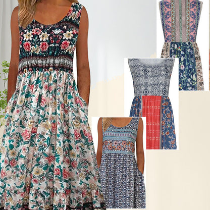 Robe sans manches à imprimé floral pour femme