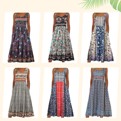 Robe sans manches à imprimé floral pour femme