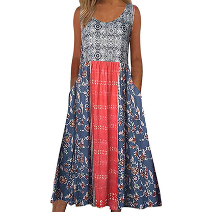 Robe sans manches à imprimé floral pour femme