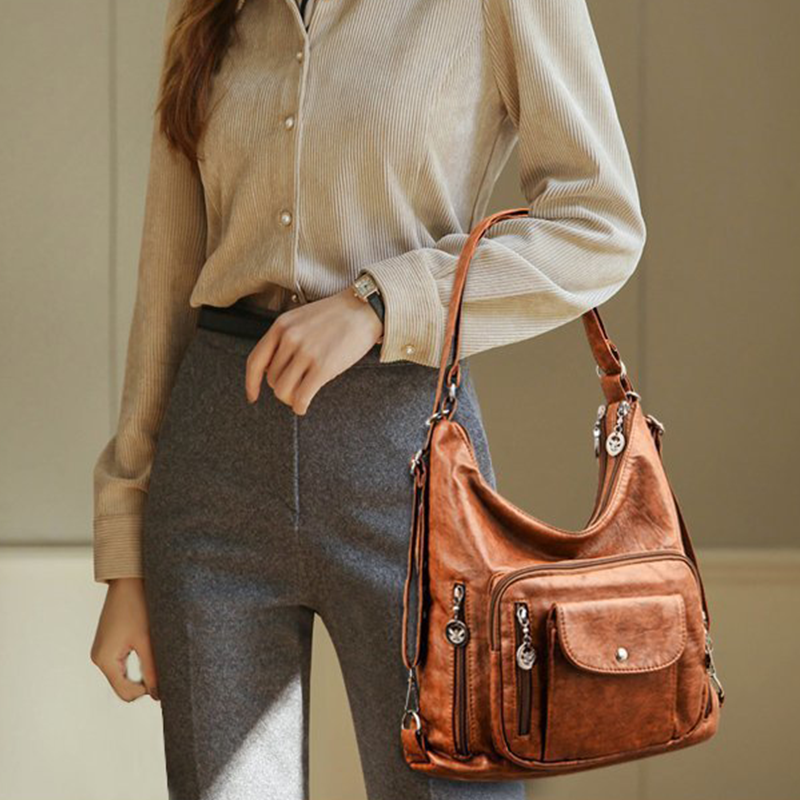 Sac à bandoulière convertible à multiples poches pour femme