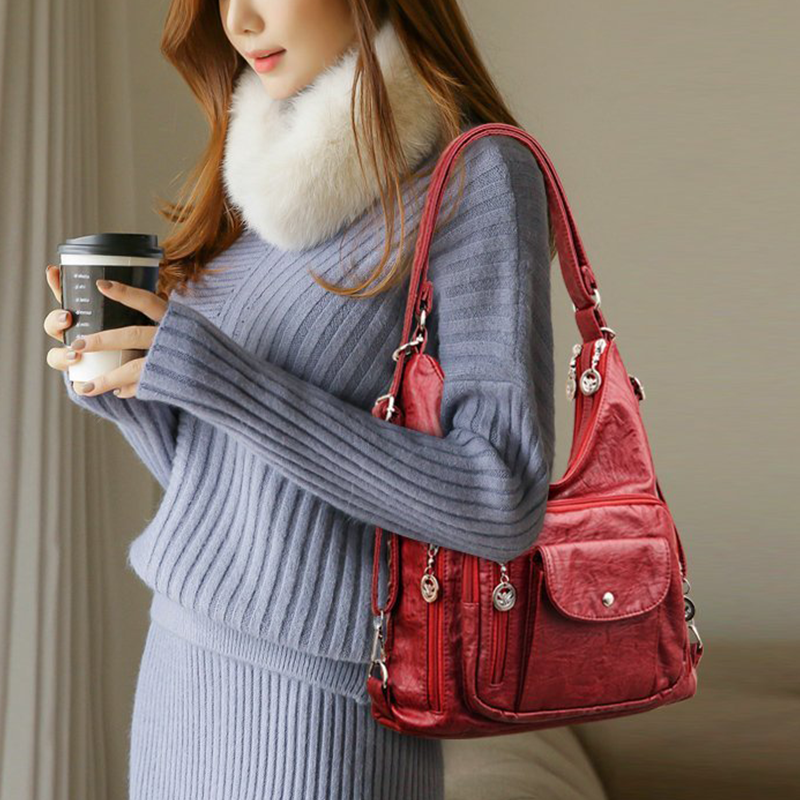 Sac à bandoulière convertible à multiples poches pour femme