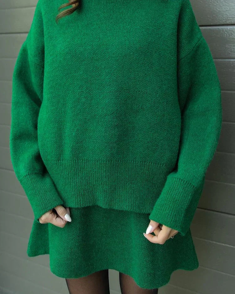 Léa™ | Ensemble Pull & Jupe en Maille Élégante