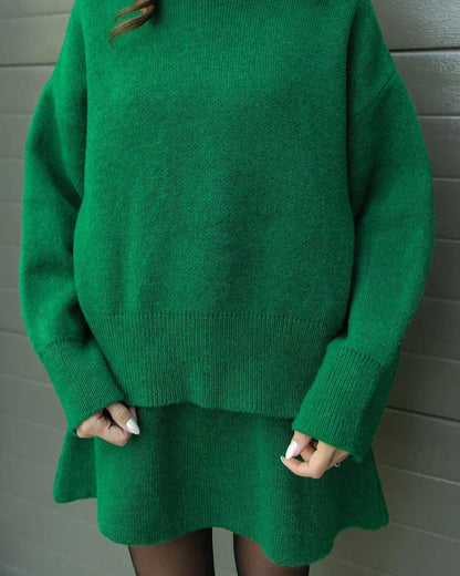 Léa™ | Ensemble Pull & Jupe en Maille Élégante